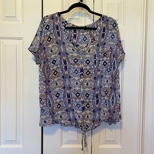 Lucky Brand Tie Front Top, sz 2x